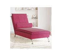 Chaise longue de massage avec traversin rouge bordeaux velours, chaise de canapé longue, chaise longue de chambre, 379454