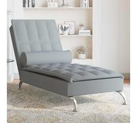 vidaXL Chaise longue de massage 379443 moderne avec traversin tissu gris clair