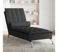 Chaise longue de massage avec traversin noir tissu