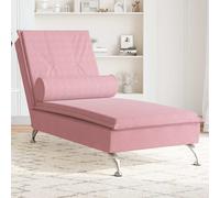 Chaise longue de massage avec traversin rose velours, chaise de canapé longue, chaise longue de chambre, chaise de 379453