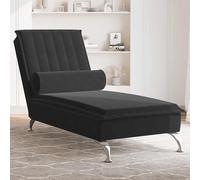 Vidaxl Chaise Longue De Massage Avec Traversin Noir Velours Noir