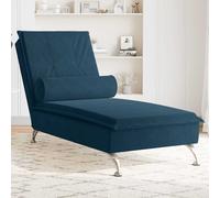 Chaise longue de massage avec traversin bleu velours, chaise de canapé longue, chaise longue de chambre, chaise de 379458