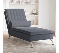 Chaise longue de massage avec traversin gris foncé velours, chaise de canapé longue, chaise longue de chambre, chaise 379460
