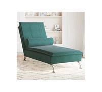 Vidaxl Chaise Longue De Massage Avec Traversin Vert Foncé Velours Vert