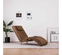 Chaise Longue de Massage et Oreiller Gris Similicuir Daim Canapé Meuble vidaXL