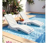 Chaise longue de piscine ergonomique avec roues anti-dérive pour une utilisation en eau peu profonde - Blanc