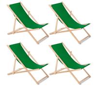 Chaise Longue de Plage Chaise Longue de Jardin 4 pièces Bois de Hêtre Vert