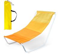 Chaise longue de plage pliante - VILDE - 86x51,5 cm - Jaune - Structure métallique - Tissu polyester - Pliable