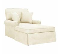 Chaise longue de relaxation avec jupe et coussin, 3 pièces, couleur crème, en velours côtelé, rembourrée, avec accoudoirs et dossier, ergonomique, pour salon, chambre à coucher, bureau, pour se