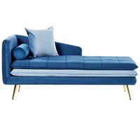 Chaise Longue de Salon Côté Gauche avec Rembourrage en Velours Bleu Gonesse
