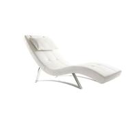 Chaise longue design blanc et acier chromé BARTY