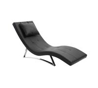 Chaise longue design noir et acier chromé BARTY