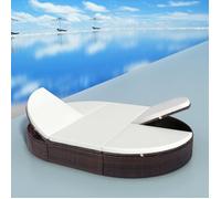 Chaise longue d'extérieur - VIDAXL - Résine tressée Marron - Exotique - 2 personnes