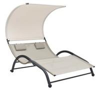 Chaise longue double avec auvent textilène crème Crème G