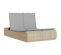 Chaise longue double avec coussins beige résine tressée