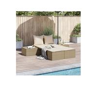 vidaXL Chaise longue double avec coussins résine tressée beige