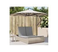 vidaXL Chaise longue double 368093 – lit de jour d'extérieur en résine tressée beige avec coussins