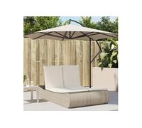 Chaise longue double avec coussins beige résine tressée