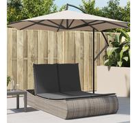 Chaise longue double avec coussins beige résine tressée transat vidaXL