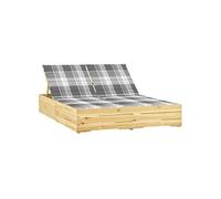 vidaXL Chaise longue double avec coussins Bois de pin imprégné Multicolore G