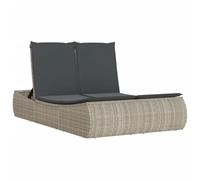 Chaise longue double avec coussins gris clair résine tressée