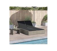 Chaise Longue Double avec Coussins Bain de Soleil Transat Résine Tressée vidaXL