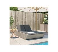 vidaXL Chaise longue double avec coussins Gris clair Résine tressée