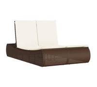 Chaise longue double avec coussins marron résine tressée