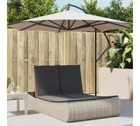 Chaise longue double avec coussins marron résine tressée transat vidaXL