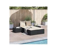 vidaXL Chaise longue double avec coussins noir résine tressée, chaise longue, chaise longue d'extérieur, lit de jour de 368389 Noir G