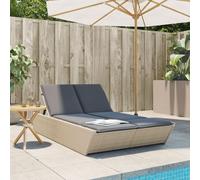 Chaise longue double avec coussins noir résine tressée lit de bronzage vidaXL