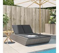 Chaise longue double avec coussins noir résine tressée lit de bronzage vidaXL