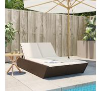 Chaise longue double avec coussins noir résine tressée lit de bronzage vidaXL