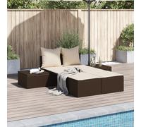 Chaise longue double avec coussins marron résine tressée, chaise longue, chaise longue d'extérieur, lit de jour de 368390