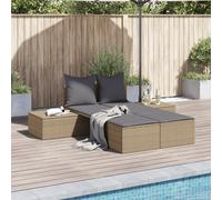 Chaise Longue Double avec Coussins Siège Transat Gris Résine Tressée vidaXL