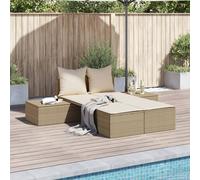 Chaise Longue Double avec Coussins Siège Transat Gris Résine Tressée vidaXL