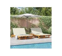 Chaise Longue Double Vidaxl Avec Des Roulettes Et Un Coussin En Bois D'acacia Massif