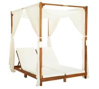 Chaise longue double avec rideaux et coussins - Crème - 148 x 200 x 200 cm