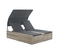 Chaise longue double en poly rotin Syros Gris chiné