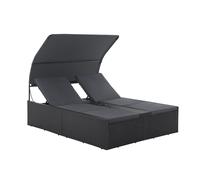 Chaise longue double en poly rotin Syros Noir