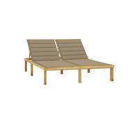 Chaise longue double et coussins beige Bois de pin imprégné