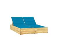 Bois de Pin Imprégné Chaise Longue Double et Coussins Bain de Soleil de Patio Transat d'Extérieur Chaise Longue de Terrasse Jardin Bleu