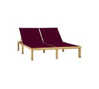 Vidaxl Chaise Longue Double Et Coussins Bordeaux Bois De Pin Imprégné Multicolore