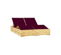 Bois de Pin Imprégné Chaise Longue Double et Coussins Crème Transat vidaXL