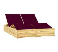 Bois de Pin Imprégné Chaise Longue Double et Coussins Crème Transat vidaXL