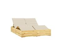 Bois de Pin Imprégné Chaise Longue Double et Coussins Crème Transat vidaXL