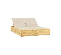 Vidaxl Chaise Longue Double Et Coussins Crème Bois De Pin Imprégné