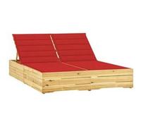 Vidaxl Chaise Longue Double Et Coussins Rouge Bois De Pin Imprégné