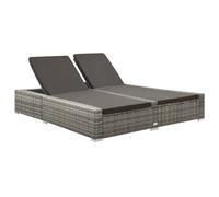 Vidaxl Chaise Longue Double Résine Tressée Gris
