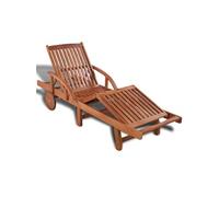 vidaXL Chaise longue Bois d'acacia solide H. 30 cm L. 200 cm non empilable non pliable marron